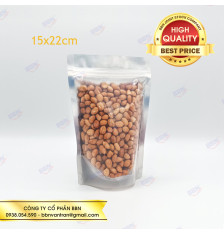 Túi zipper nhôm đáy đứng mặt trong mặt bạc (1kg)